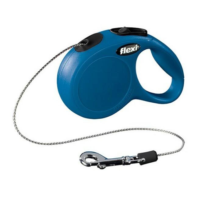 Laisse à enrouleur Flexi New Classic Mini bleu en corde