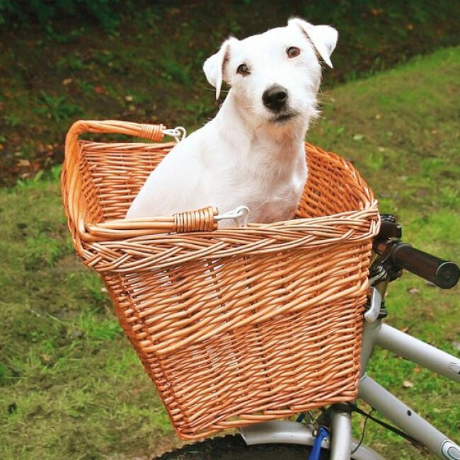 Panier vélo pour chien en osier avec anse Trixie
