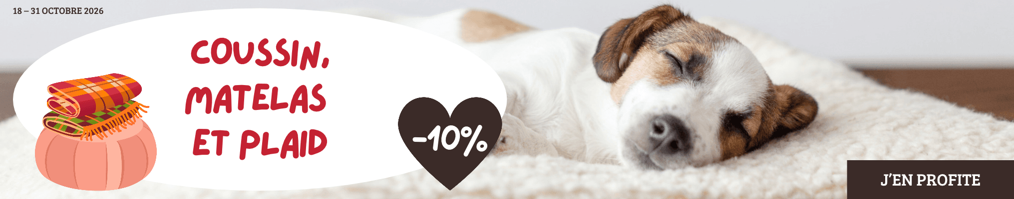 Coussin, matelas et plaid : 10% de remise