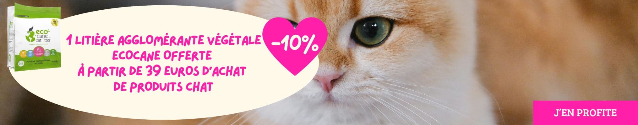 1 Litière agglomérante végétale EcoCane offerte à partir de 39 euros d'achat de produits chat