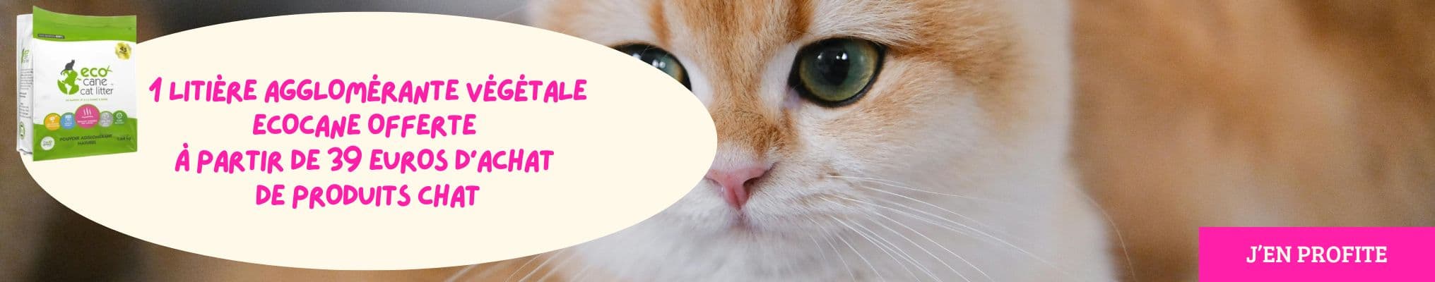 1 Litière agglomérante végétale EcoCane offerte à partir de 39 euros d'achat de produits chat