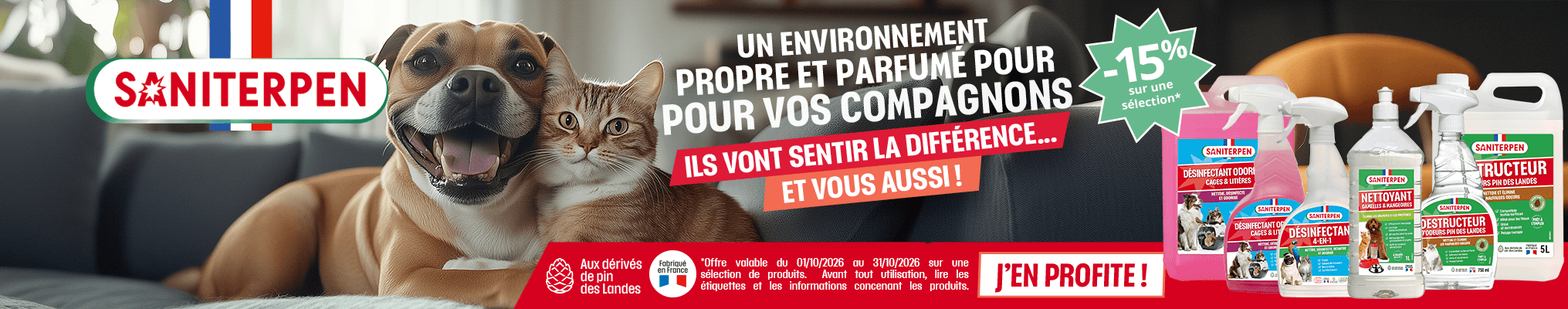 Un espace propre pour votre compagnon : -15% !