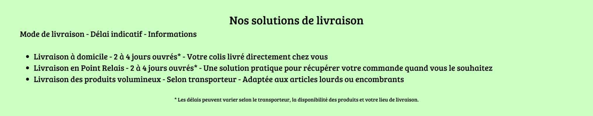 Nos solutions de livraison