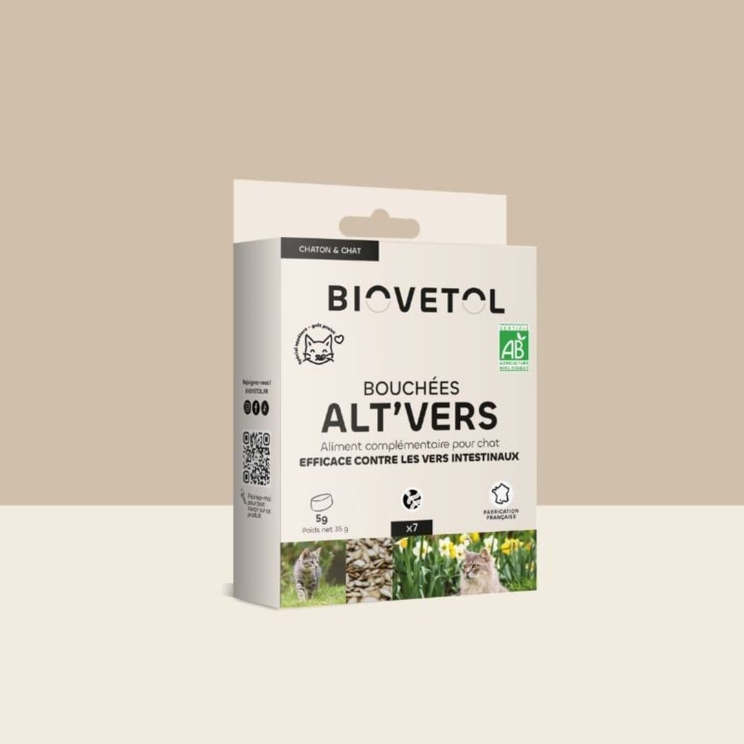 Bouchées Alt'Vers Biovetol contre les parasites intestinaux du chat