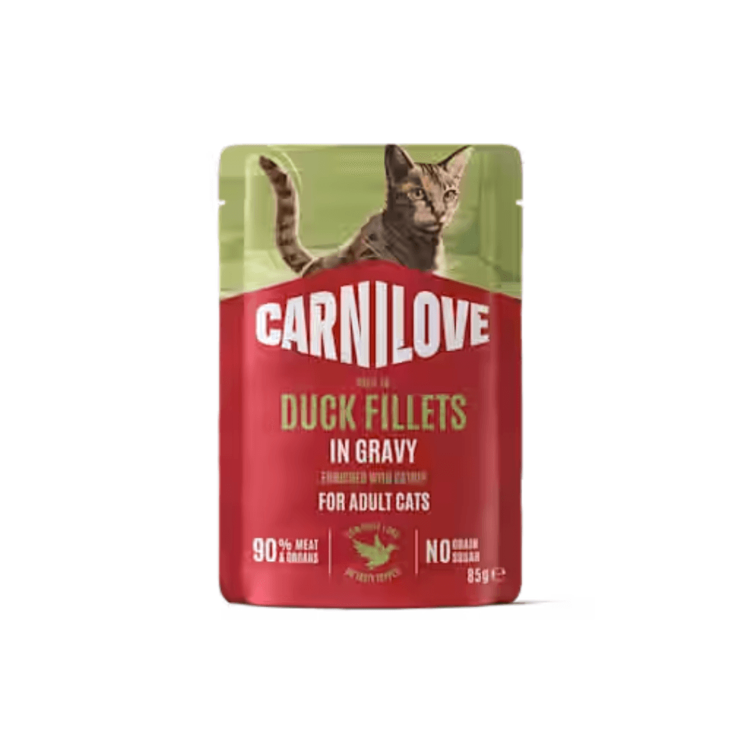 Pâtée Carnilove en morceaux pour chat adulte - Canard enrichi à l'herbe à chat - 85g