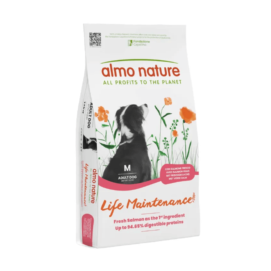 Croquettes Almo Nature Life Maintenance chien adulte taille moyenne Saumon Riz