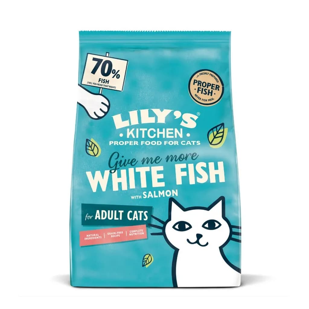 Croquettes sans céréales pour chat adulte au poisson et herbes Lily's Kitchen