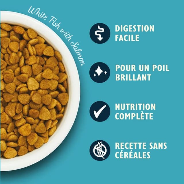 Croquettes sans céréales pour chat adulte au poisson et herbes Lily's Kitchen