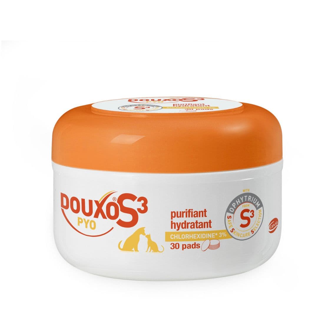 Lingettes nettoyantes Douxo S3 Pyo Pads pour chien et chat