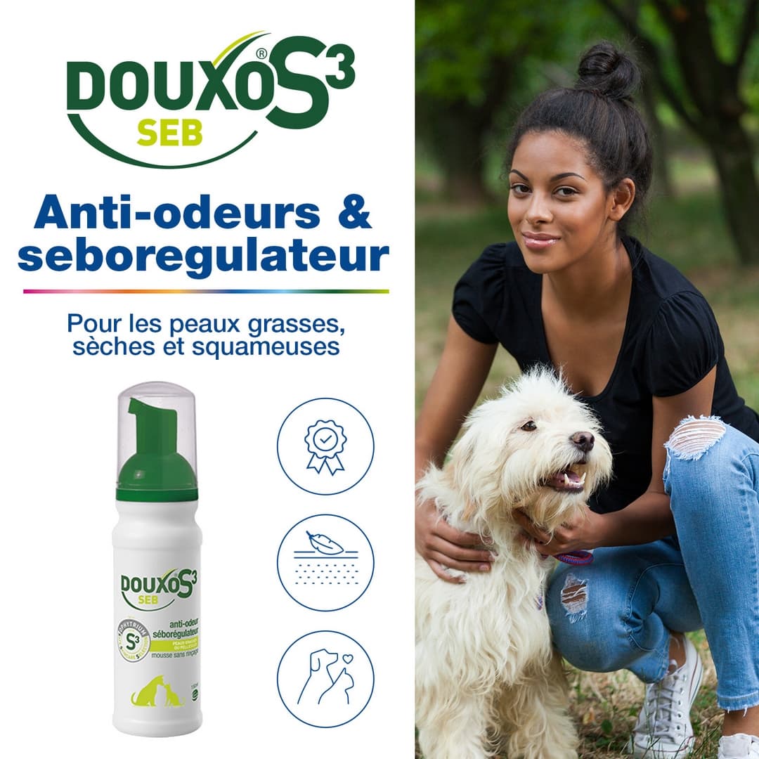 Mousse apaisante Douxo S3 Séborrhée pour chien et chat