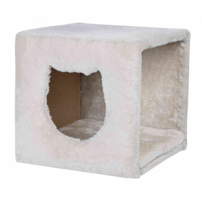 Abri cube en peluche avec coussin réversible pour chat