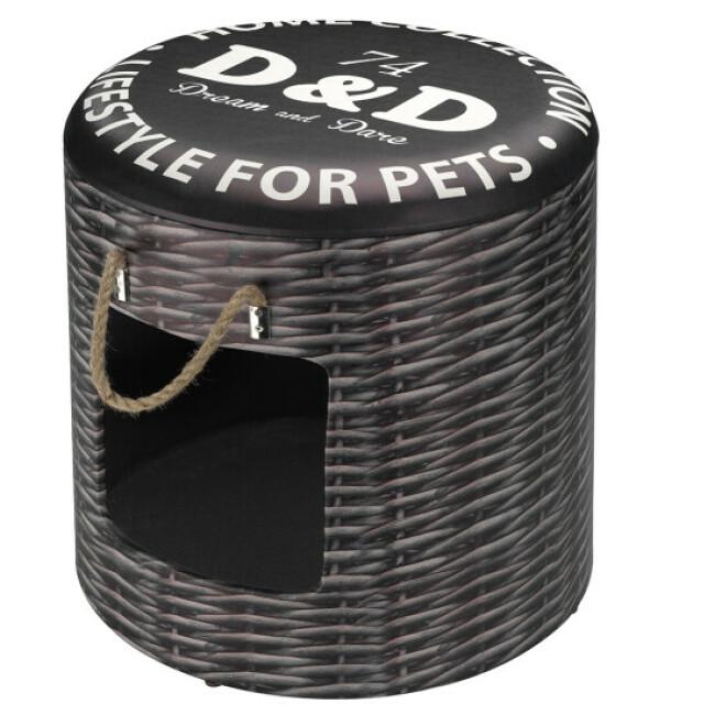 Abri et siège Petbox Rattan pour chats ou petits chiens
