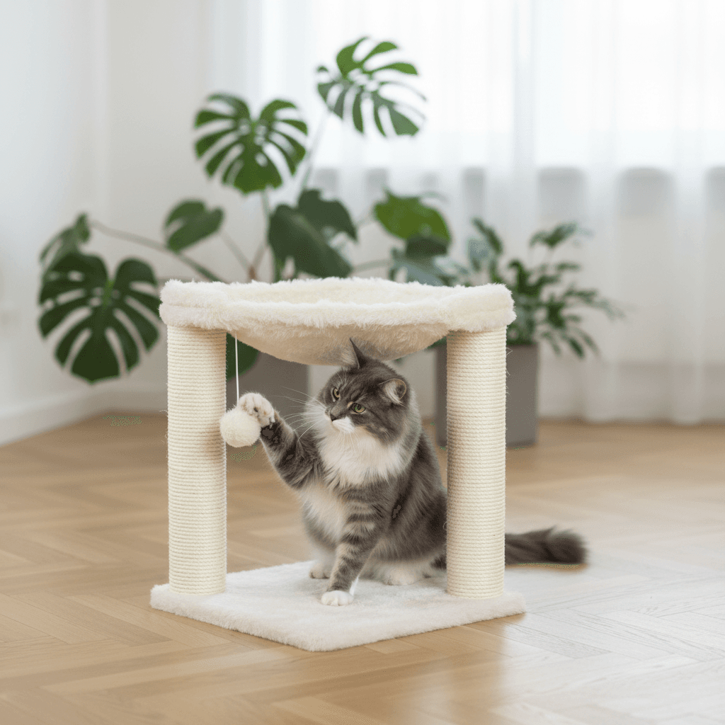 Arbre à chat en peluche et sisal Baza avec jouet