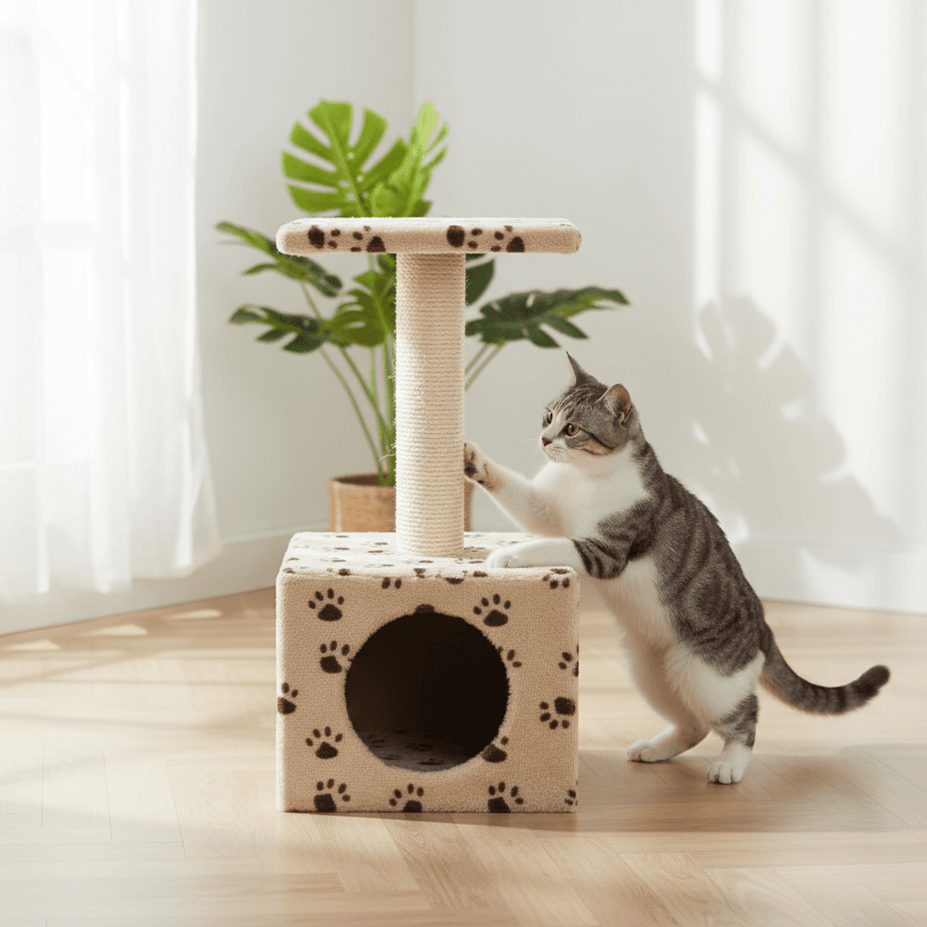 Arbre à chat Zamora beige avec traces de pattes Trixie