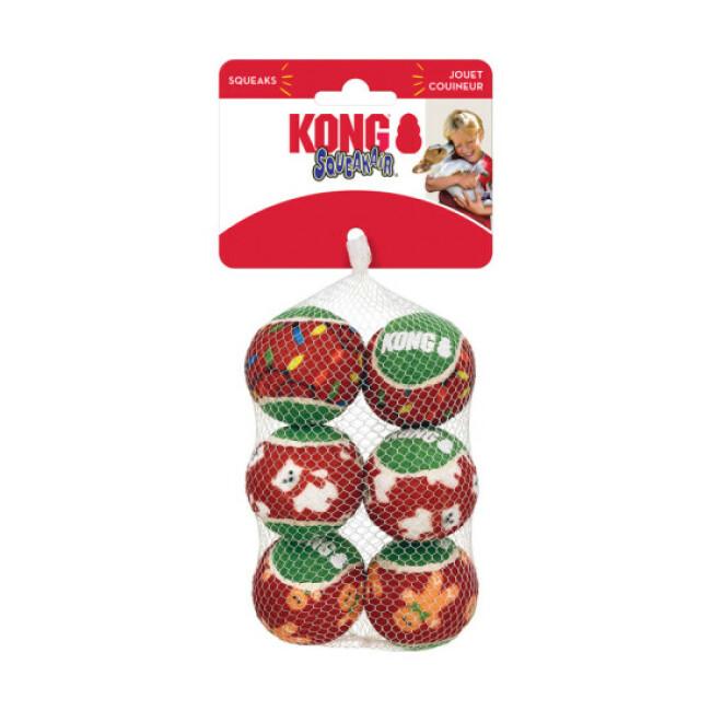 Balles de Noël SqueakAir KONG pack de 6 pour chien
