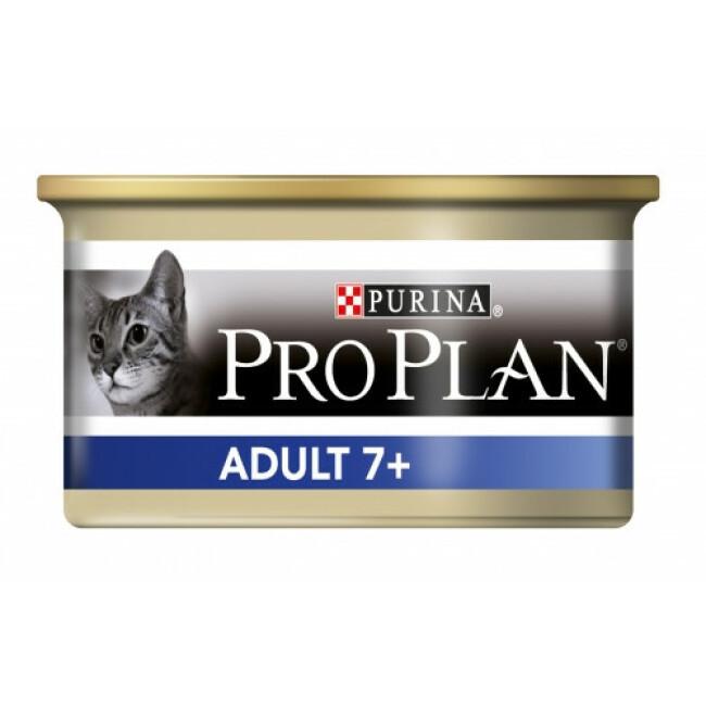 Boîtes pour chats Pro Plan Adulte 7+ riche en Thon 24 boîtes 85 g