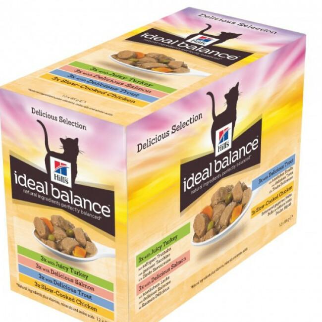 Bouchées en sauce pour chats Hill's Ideal Balance Adult Pack Saveur Mixte 12 Sachets 85 g