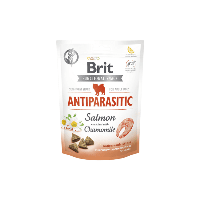 Brit Care Functional Snack Antiparasitic pour effet antiparasitaire sur les chiens - saumon et camomille