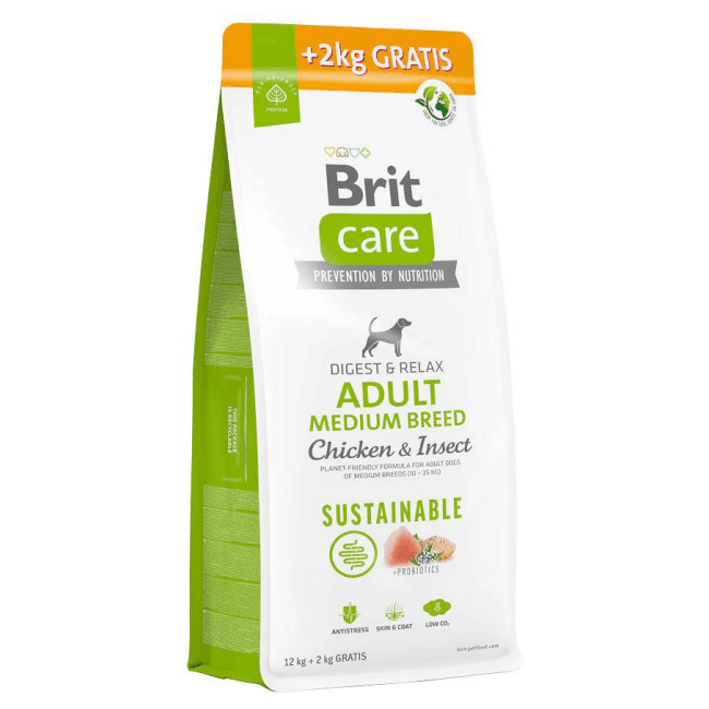 Brit Care Sustainable Adult Medium Breed poulet et insectes pour chien moyen