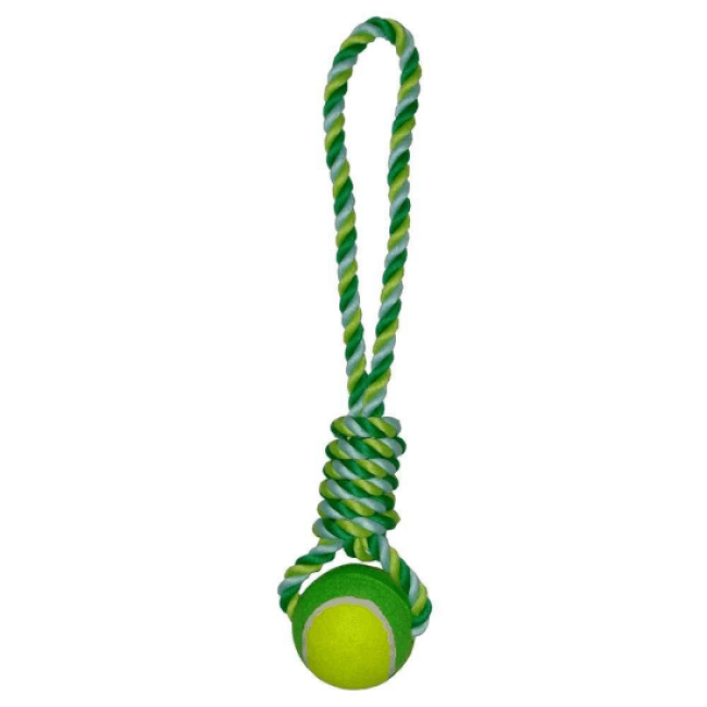 Corde avec balle de tennis pour chien