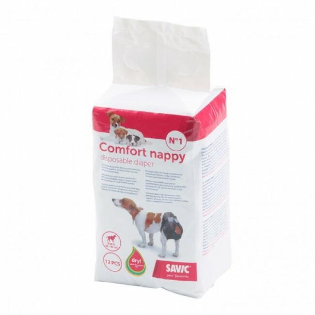 Couche jetable noire pour incontinence Comfort Nappy Savic pour chien