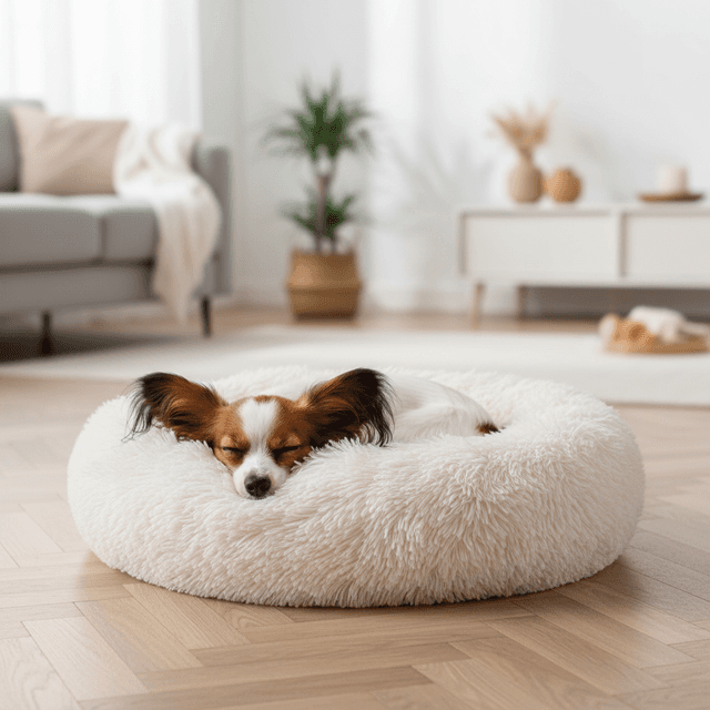 Coussin doux rond Krems Flamingo pour chien - Coloris Blanc