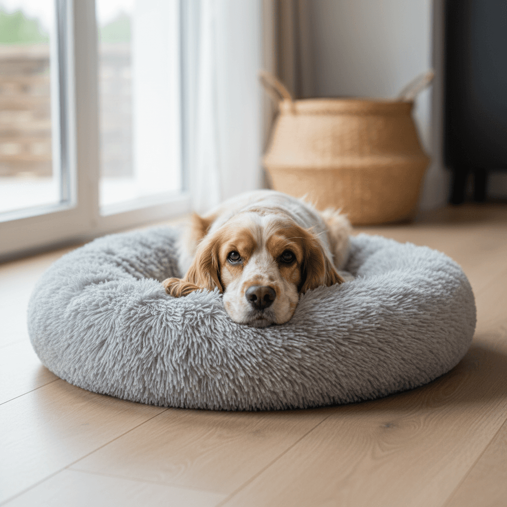 Coussin doux rond Krems Flamingo Gris clair pour chien