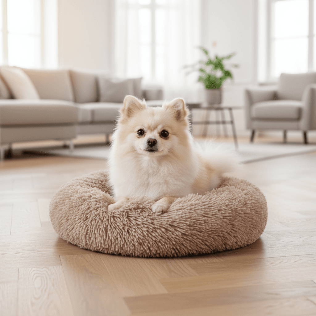 Coussin doux rond Krems Flamingo pour chien - Coloris Marron Clair