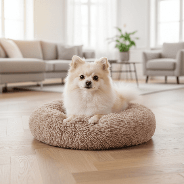 Coussin doux rond Krems Flamingo pour chien - Coloris Marron Clair