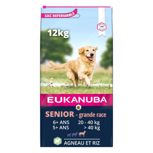 Croquettes Eukanuba Agneau & Riz pour chien Senior de Grande Race
