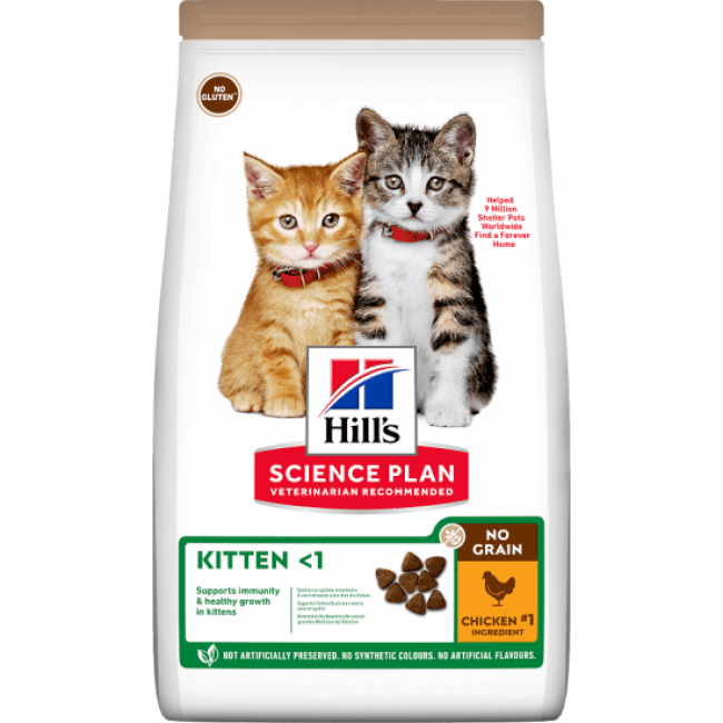 Croquettes No Grain sans céréales Science Plan Hill's pour chaton au Poulet