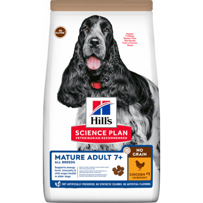 Croquettes Hill's Science Plan Mature Adult 7+ No Grain poulet pour chien Senior