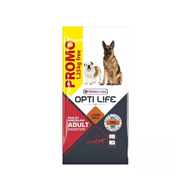Croquettes Opti Life Digestion pour chien adulte moyenne et grande taille Sac 11,25 kg + 1,25 kg gratuit