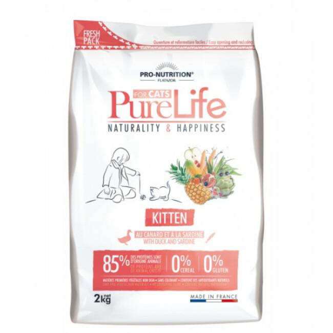 Croquettes Pure Life kitten sans céréales Flatazor Pro Nutrition pour chaton Sac 2 kg