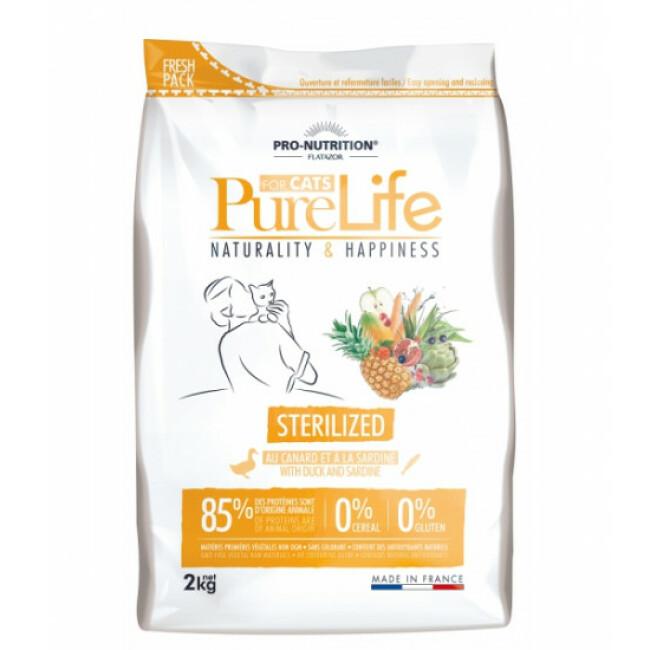 Croquettes Pure Life Sterilized sans céréales Flatazor Pro Nutrition pour chat stérilisé