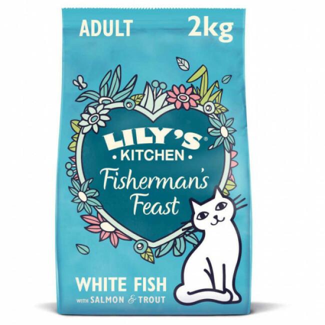 Croquettes sans céréales pour chat adulte au poisson et herbes Lily's Kitchen