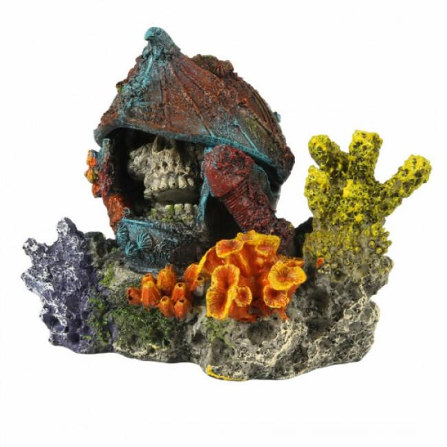Décoration pour aquarium crâne perdu en résine Aqua Della