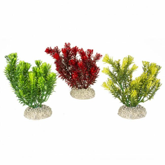 Décoration pour aquarium plante dense rouge/vert en plastique