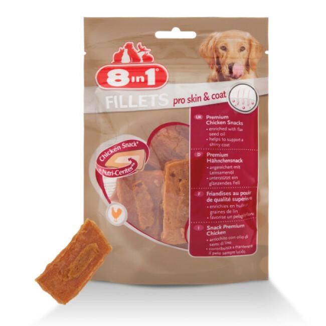 Friandises pour chien Pro Skin & Coat saveur poulet 8 in 1 Fillets 80 g
