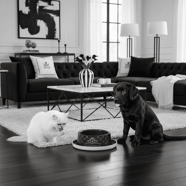 Gamelle simple chien ou chat sérigraphiée noire Luxurious