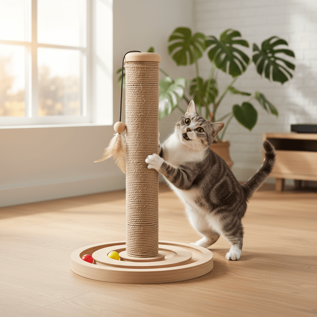 Griffoir pour chat en jonc de mer + jouet Brigitte