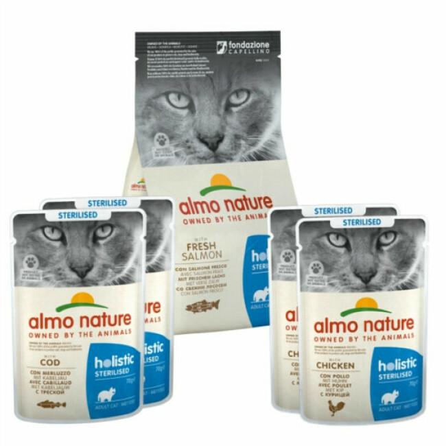 Kit Almo Nature découverte bi-nutrition Holistic chat stérilisé