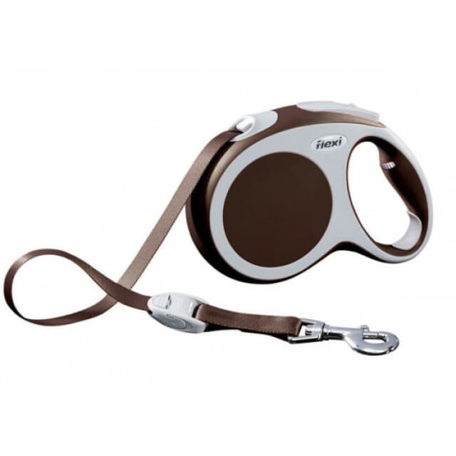 Laisse à enrouleur Flexi Vario marron à sangle