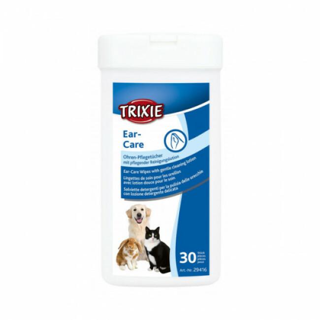 Lingettes humides pour soin des oreilles du chien et chat Trixie