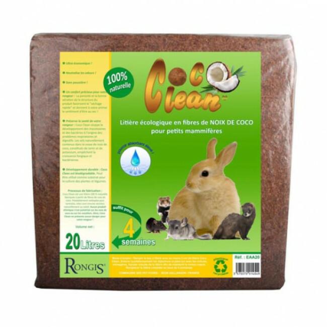 Litière écologique en fibres de noix de coco pour petits mammifères Coco Clean 20 litres