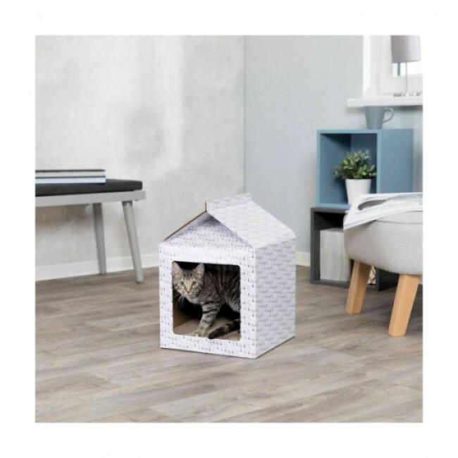 Maison griffoir en carton avec herbe à chat Trixie