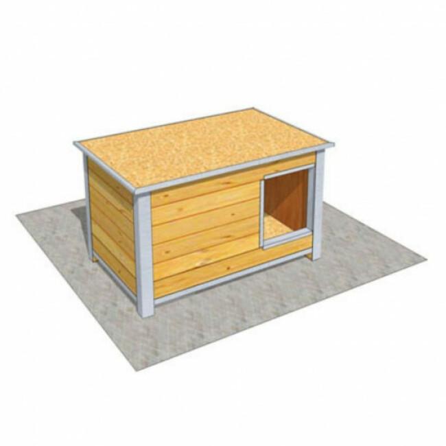 Niche en bois isolé avec toit plat pour chien