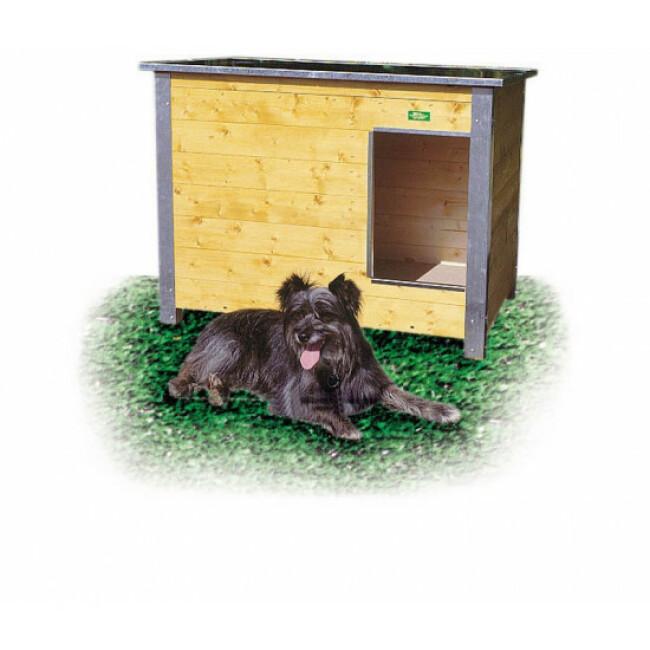 Niche isolée en bois pour chien avec toit simple pan incliné