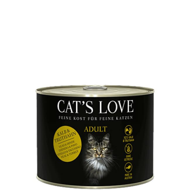 Pâtée en boîte Cat's Love pour chat - Saveur veau et dinde 200 g