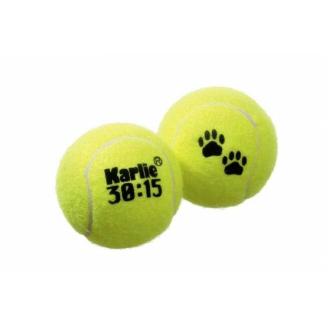 Set de 2 balles de tennis avec motifs Karlie pour chiens